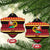 Vanuatu Christmas Ceramic Ornament Joyeux Noel Surfing Santa With Boar Tusk - Polynesian Pride