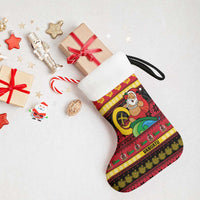 Vanuatu Christmas Stocking Joyeux Noel Surfing Santa With Boar Tusk - Polynesian Pride