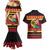 Vanuatu Christmas Couples Matching Mermaid Dress and Hawaiian Shirt Joyeux Noel Surfing Santa With Boar Tusk - Polynesian Pride