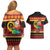 Vanuatu Christmas Couples Matching Off Shoulder Short Dress and Hawaiian Shirt Joyeux Noel Surfing Santa With Boar Tusk - Polynesian Pride