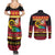 Vanuatu Christmas Couples Matching Summer Maxi Dress and Long Sleeve Button Shirt Joyeux Noel Surfing Santa With Boar Tusk - Polynesian Pride