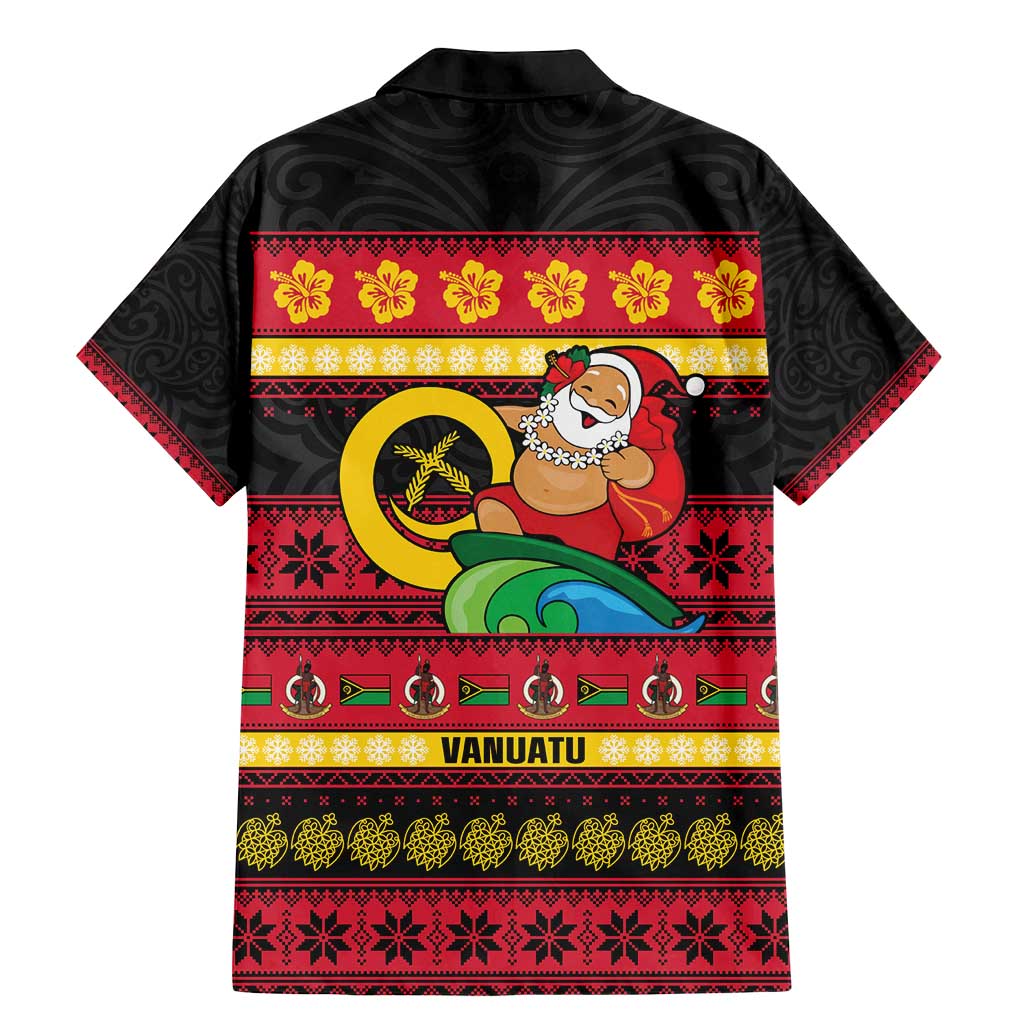 Vanuatu Christmas Family Matching Mermaid Dress and Hawaiian Shirt Joyeux Noel Surfing Santa With Boar Tusk - Polynesian Pride