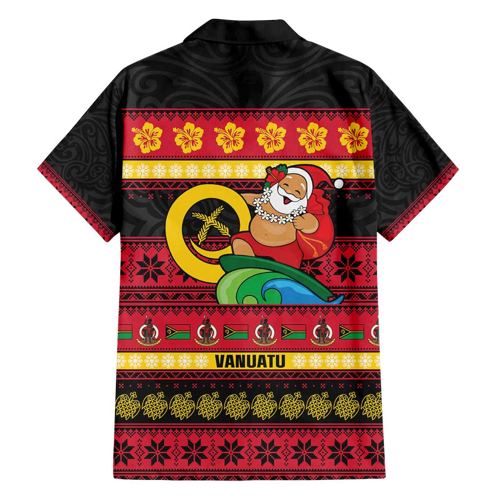 Vanuatu Christmas Family Matching Off Shoulder Maxi Dress and Hawaiian Shirt Joyeux Noel Surfing Santa With Boar Tusk - Polynesian Pride