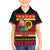 Vanuatu Christmas Family Matching Off Shoulder Short Dress and Hawaiian Shirt Joyeux Noel Surfing Santa With Boar Tusk - Polynesian Pride