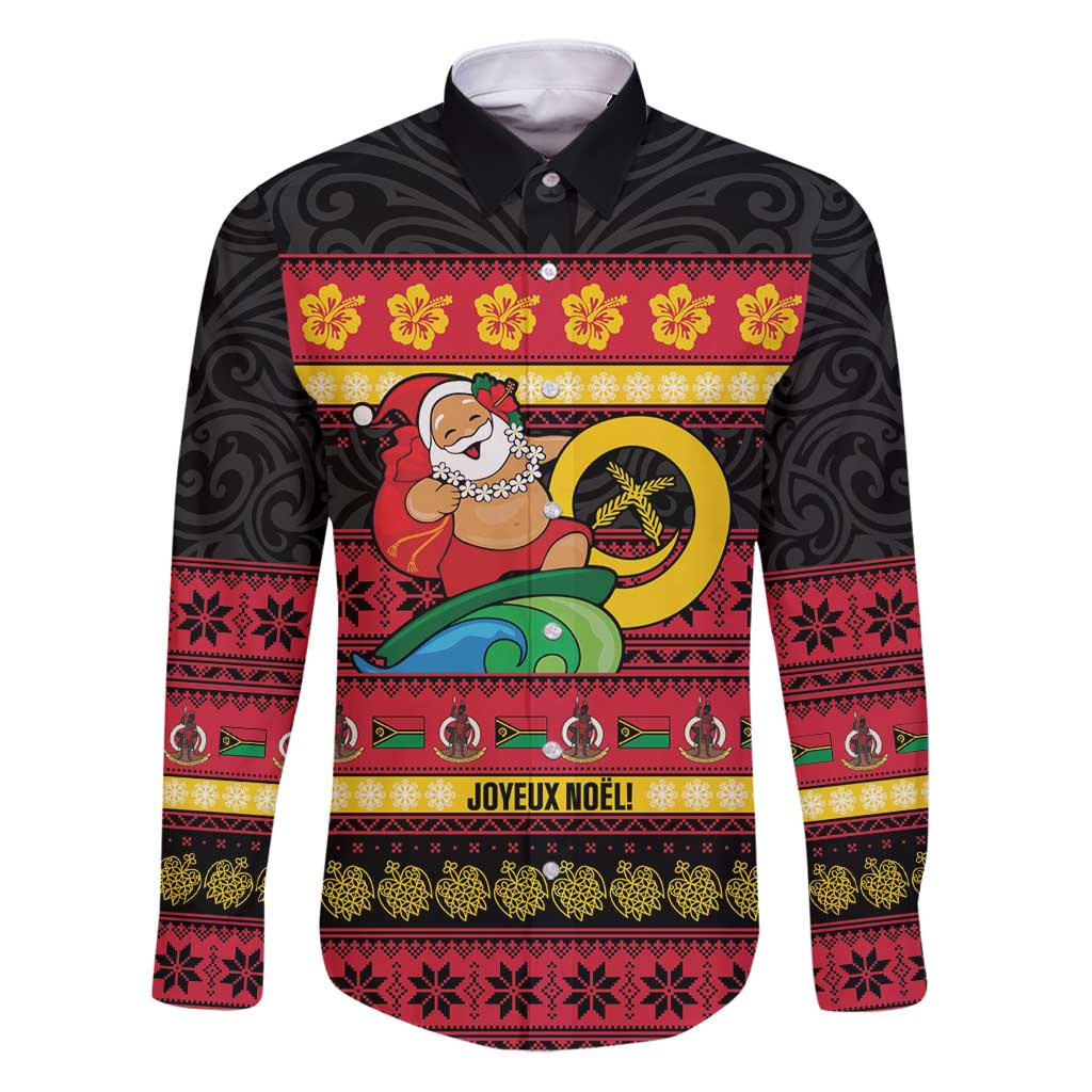 Vanuatu Christmas Family Matching Puletasi and Hawaiian Shirt Joyeux Noel Surfing Santa With Boar Tusk - Polynesian Pride