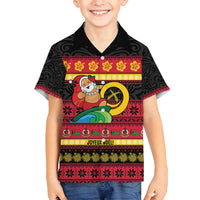 Vanuatu Christmas Family Matching Summer Maxi Dress and Hawaiian Shirt Joyeux Noel Surfing Santa With Boar Tusk - Polynesian Pride