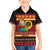 Vanuatu Christmas Kid Hawaiian Shirt Joyeux Noel Surfing Santa With Boar Tusk - Polynesian Pride