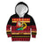 Vanuatu Christmas Kid Hoodie Joyeux Noel Surfing Santa With Boar Tusk - Polynesian Pride