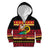 Vanuatu Christmas Kid Hoodie Joyeux Noel Surfing Santa With Boar Tusk - Polynesian Pride