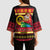 Vanuatu Christmas Kimono Sleeve Blouse Joyeux Noel Surfing Santa With Boar Tusk - Polynesian Pride