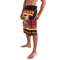 Vanuatu Christmas Lavalava Joyeux Noel Surfing Santa With Boar Tusk - Polynesian Pride