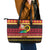 Vanuatu Christmas Leather Tote Bag Joyeux Noel Surfing Santa With Boar Tusk - Polynesian Pride