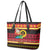 Vanuatu Christmas Leather Tote Bag Joyeux Noel Surfing Santa With Boar Tusk - Polynesian Pride