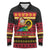 Vanuatu Christmas Long Sleeve Polo Shirt Joyeux Noel Surfing Santa With Boar Tusk - Polynesian Pride