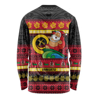Vanuatu Christmas Long Sleeve Shirt Joyeux Noel Surfing Santa With Boar Tusk - Polynesian Pride