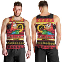Vanuatu Christmas Men Tank Top Joyeux Noel Surfing Santa With Boar Tusk - Polynesian Pride