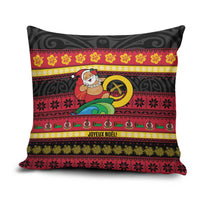 Vanuatu Christmas Pillow Cover Joyeux Noel Surfing Santa With Boar Tusk - Polynesian Pride