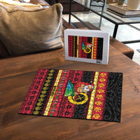 Vanuatu Christmas Puzzle Joyeux Noel Surfing Santa With Boar Tusk - Polynesian Pride