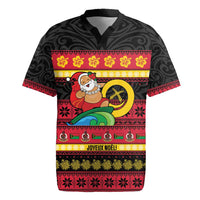 Vanuatu Christmas Rugby Jersey Joyeux Noel Surfing Santa With Boar Tusk - Polynesian Pride