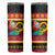 Vanuatu Christmas Skinny Tumbler Joyeux Noel Surfing Santa With Boar Tusk - Polynesian Pride