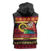 Vanuatu Christmas Sleeveless Hoodie Joyeux Noel Surfing Santa With Boar Tusk - Polynesian Pride