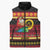 Vanuatu Christmas Sleeveless Puffer Jacket Joyeux Noel Surfing Santa With Boar Tusk - Polynesian Pride