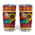 Vanuatu Christmas Tumbler Cup Joyeux Noel Surfing Santa With Boar Tusk - Polynesian Pride