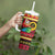 Vanuatu Christmas Tumbler With Handle Joyeux Noel Surfing Santa With Boar Tusk - Polynesian Pride