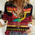Vanuatu Christmas Women Casual Shirt Joyeux Noel Surfing Santa With Boar Tusk - Polynesian Pride