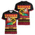 Vanuatu Christmas Women V-Neck T-Shirt Joyeux Noel Surfing Santa With Boar Tusk - Polynesian Pride