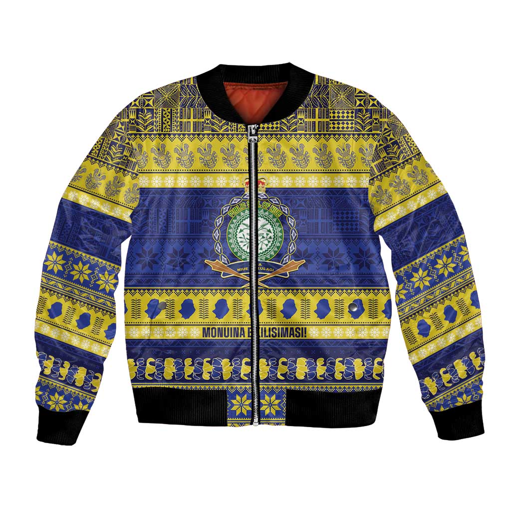 Niue Christmas Bomber Jacket Monuina e Kilisimasi Hiapo Motifs - Polynesian Pride