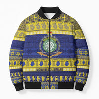 Niue Christmas Bomber Puffer Jacket Monuina e Kilisimasi Hiapo Motifs - Polynesian Pride