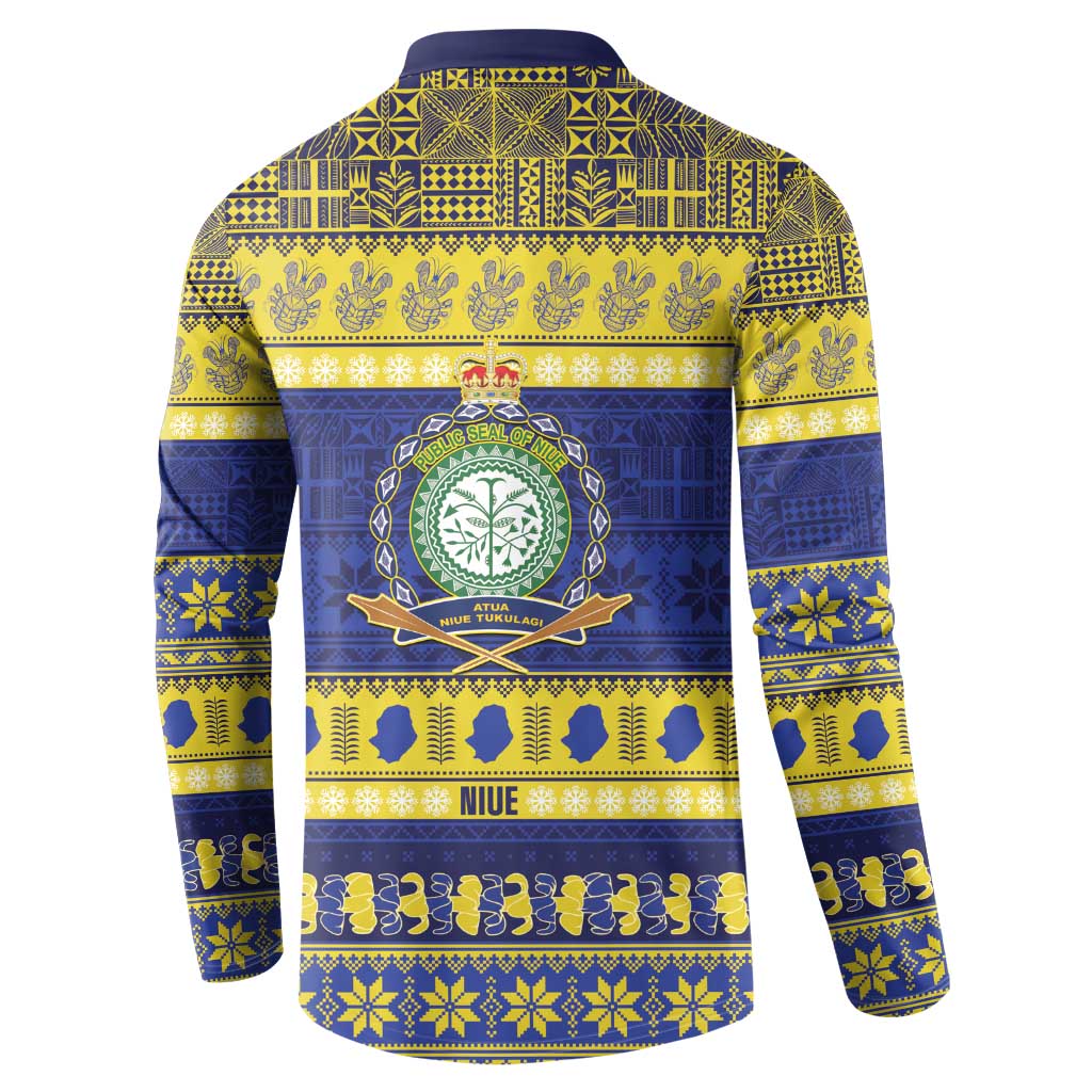 Niue Christmas Button Sweatshirt Monuina e Kilisimasi Hiapo Motifs - Polynesian Pride