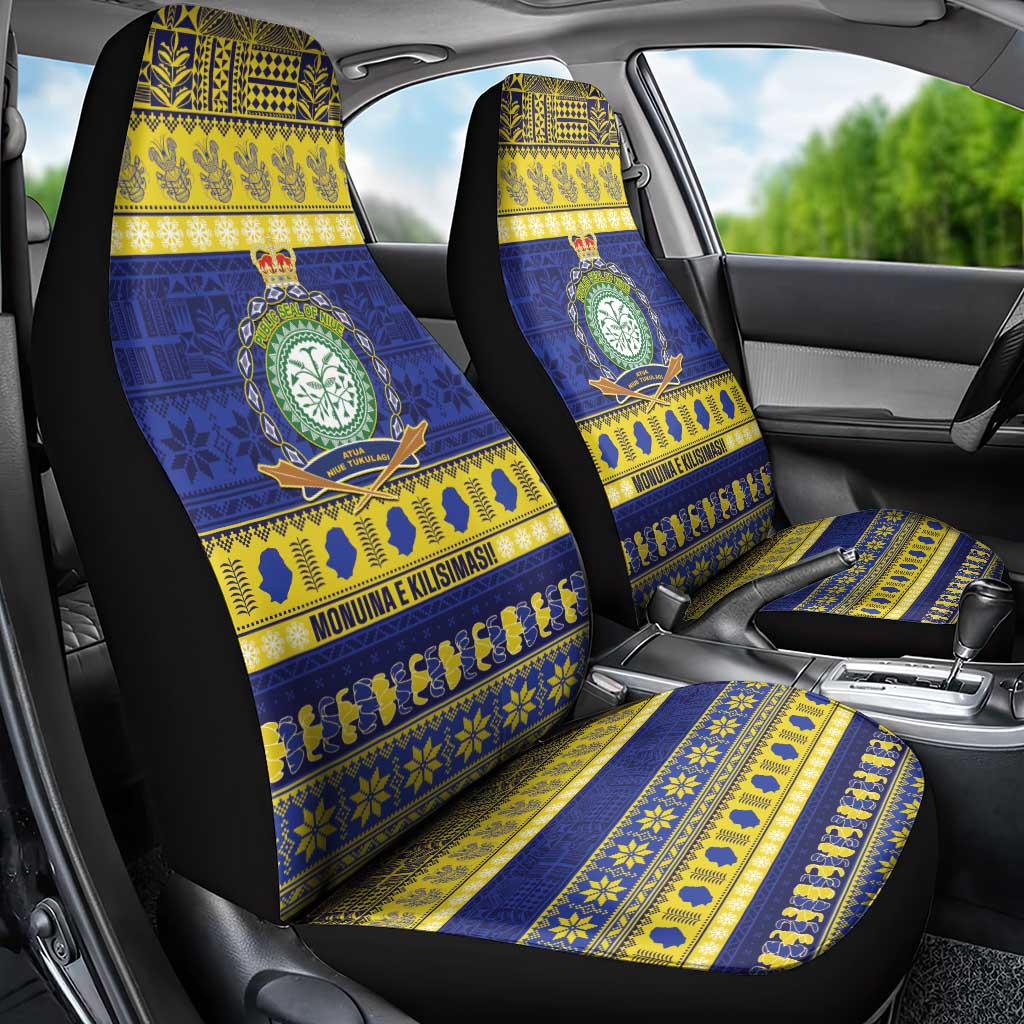 Niue Christmas Car Seat Cover Monuina e Kilisimasi Hiapo Motifs - Polynesian Pride
