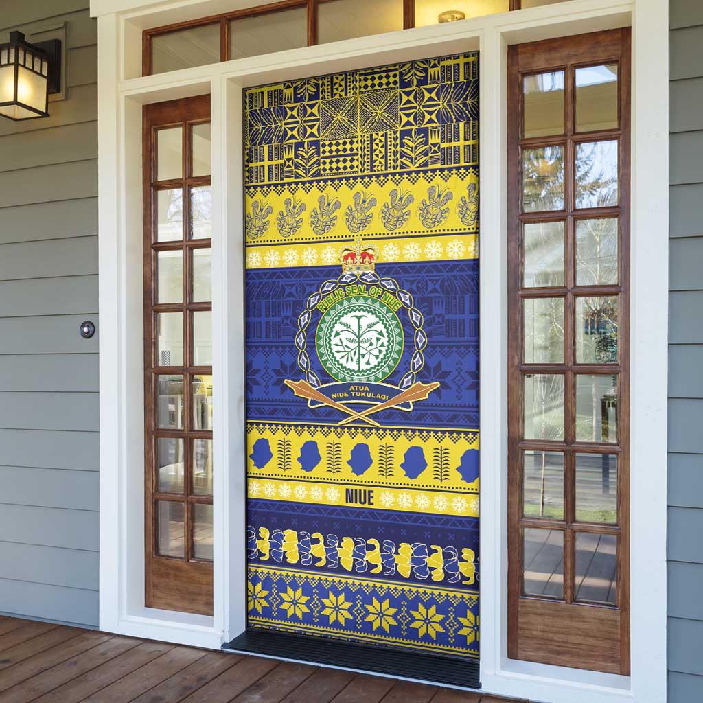 Niue Christmas Door Cover Monuina e Kilisimasi Hiapo Motifs - Polynesian Pride