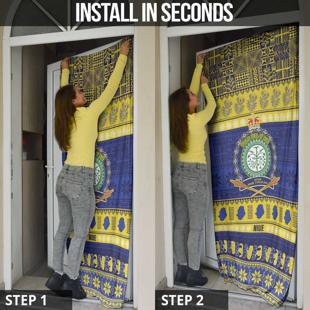 Niue Christmas Door Cover Monuina e Kilisimasi Hiapo Motifs - Polynesian Pride