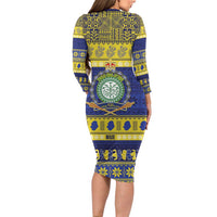 Niue Christmas Family Matching Long Sleeve Bodycon Dress and Hawaiian Shirt Monuina e Kilisimasi Hiapo Motifs - Polynesian Pride