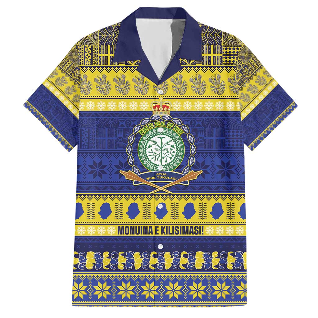 Niue Christmas Hawaiian Shirt Monuina e Kilisimasi Hiapo Motifs - Polynesian Pride