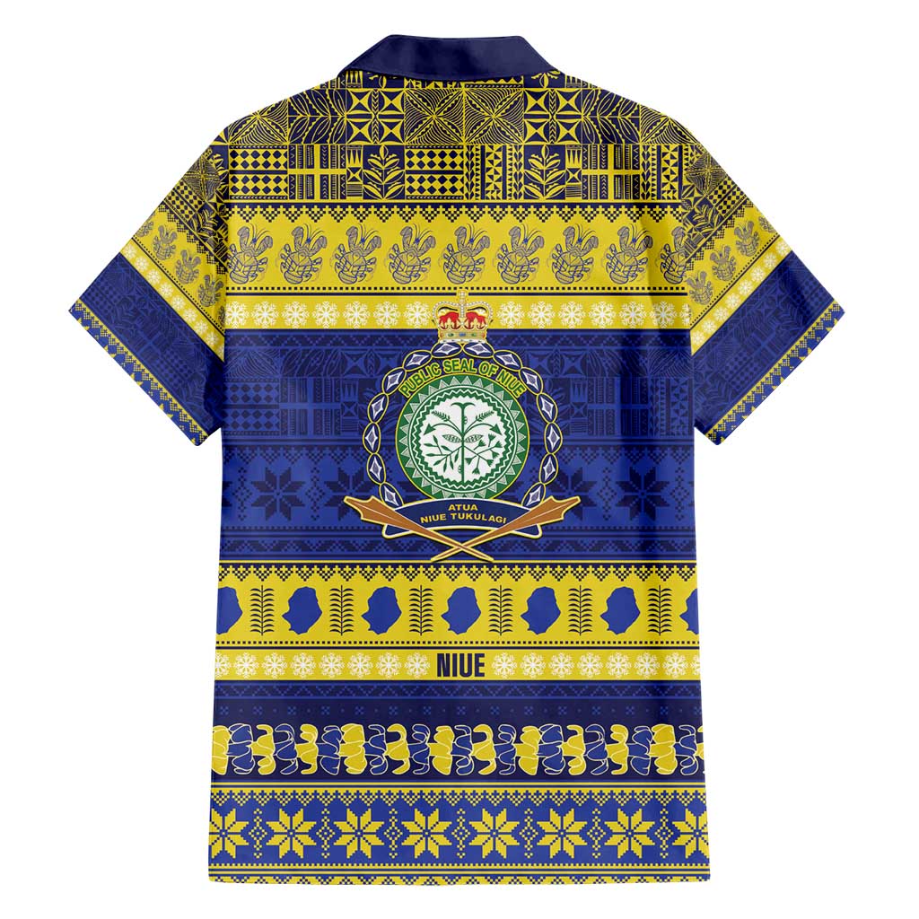 Niue Christmas Hawaiian Shirt Monuina e Kilisimasi Hiapo Motifs - Polynesian Pride