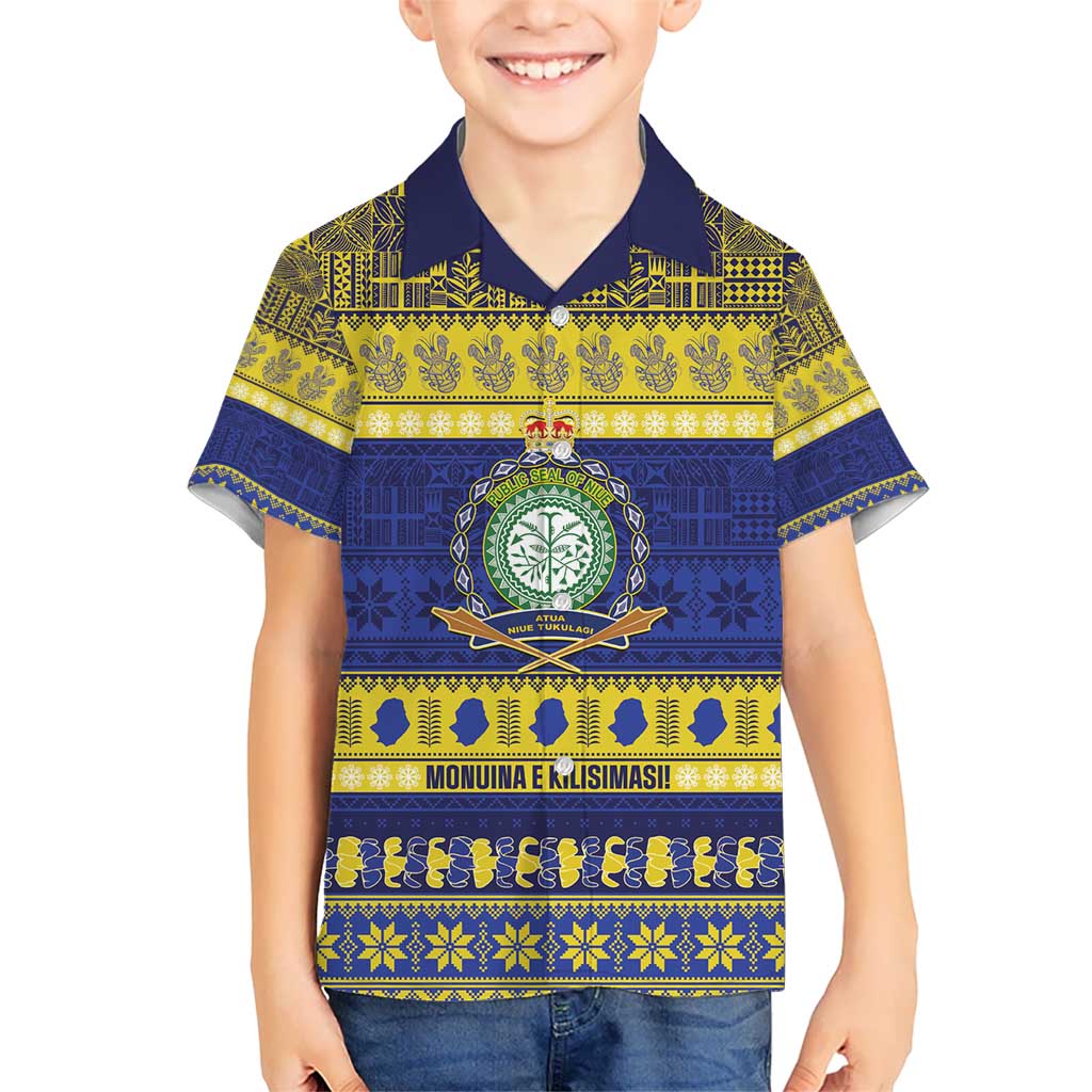 Niue Christmas Hawaiian Shirt Monuina e Kilisimasi Hiapo Motifs - Polynesian Pride