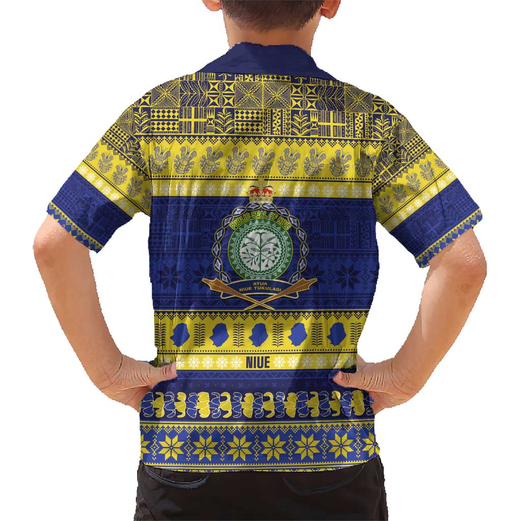 Niue Christmas Hawaiian Shirt Monuina e Kilisimasi Hiapo Motifs - Polynesian Pride