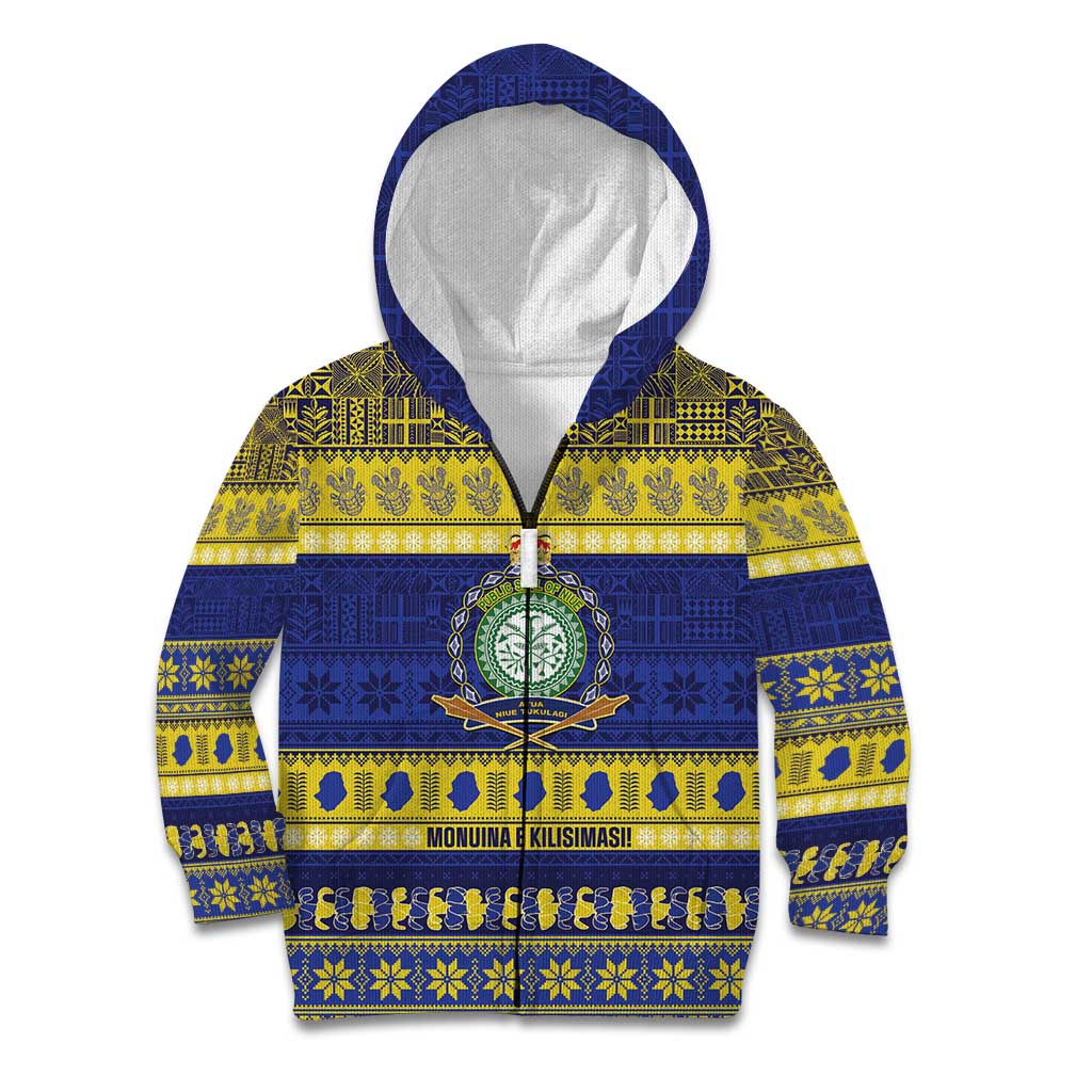 Niue Christmas Kid Hoodie Monuina e Kilisimasi Hiapo Motifs - Polynesian Pride