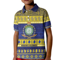 Niue Christmas Kid Polo Shirt Monuina e Kilisimasi Hiapo Motifs - Polynesian Pride
