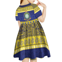 Niue Christmas Kid Short Sleeve Dress Monuina e Kilisimasi Hiapo Motifs - Polynesian Pride