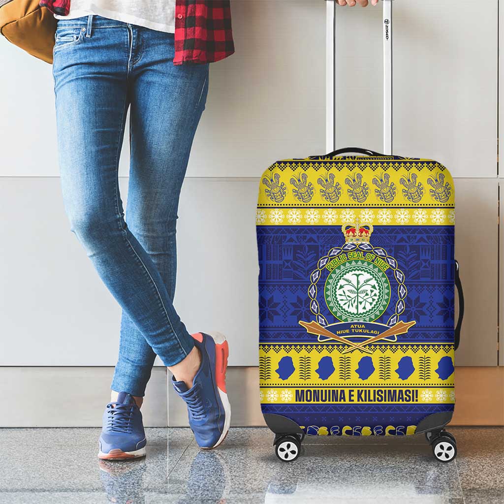 Niue Christmas Luggage Cover Monuina e Kilisimasi Hiapo Motifs - Polynesian Pride
