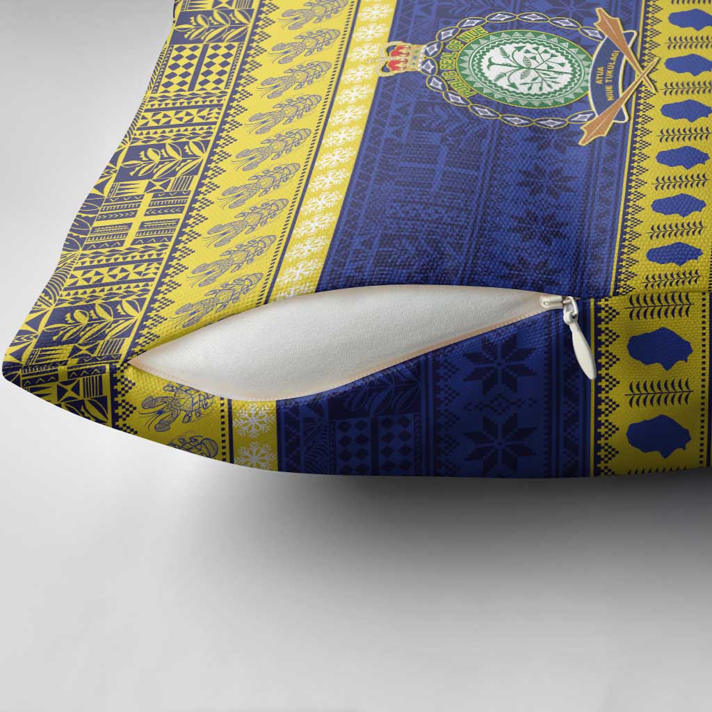 Niue Christmas Pillow Cover Monuina e Kilisimasi Hiapo Motifs - Polynesian Pride
