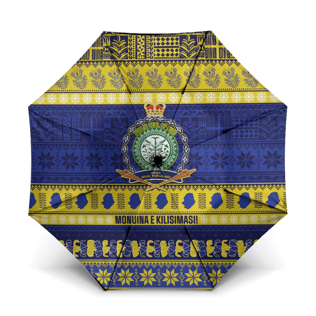 Niue Christmas Umbrella Monuina e Kilisimasi Hiapo Motifs - Polynesian Pride