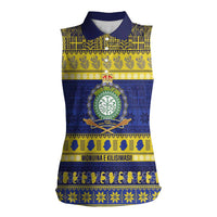 Niue Christmas Women Sleeveless Polo Shirt Monuina e Kilisimasi Hiapo Motifs - Polynesian Pride