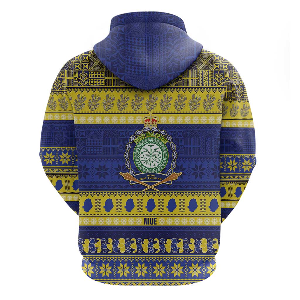 Niue Christmas Zip Hoodie Monuina e Kilisimasi Hiapo Motifs - Polynesian Pride