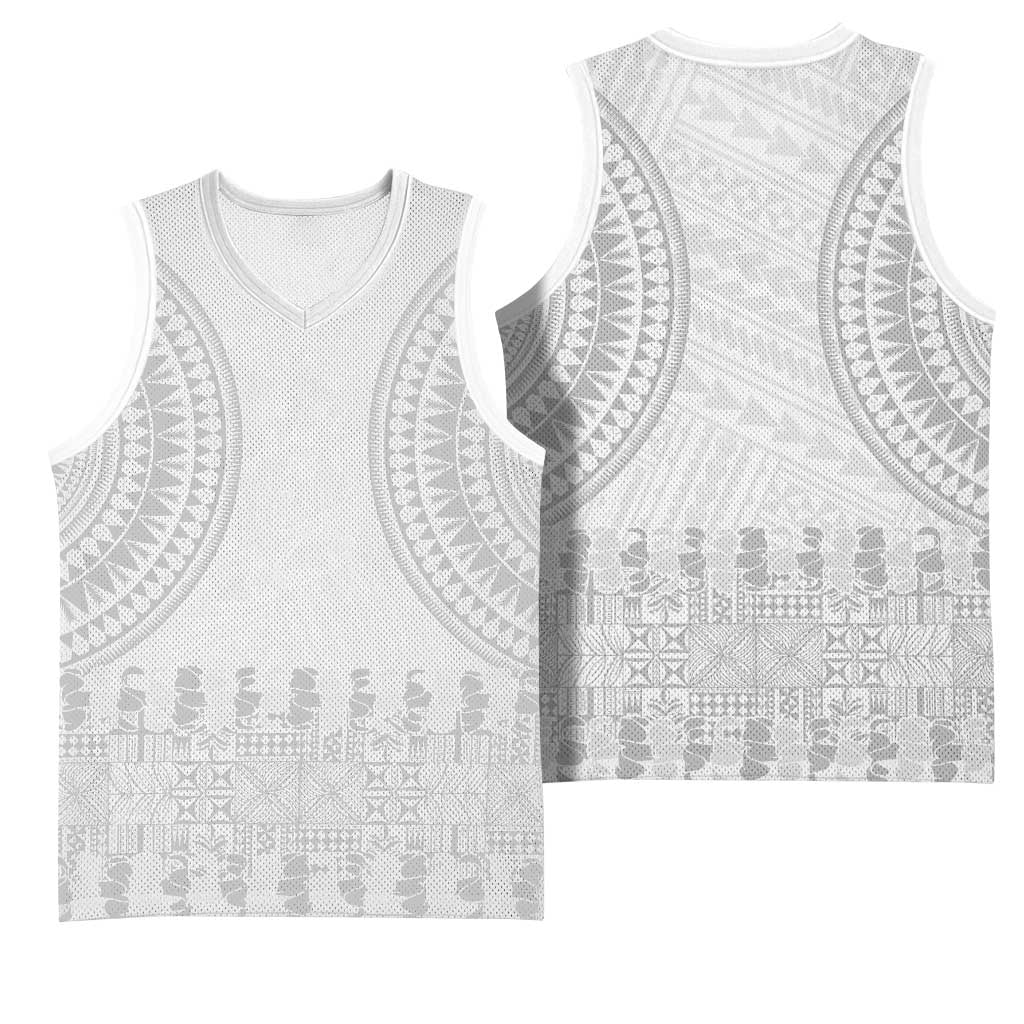 Niue White Sunday Basketball Jersey Tapu Fanau Ia Puakenikeni Hiapo Pattern - Polynesian Pride
